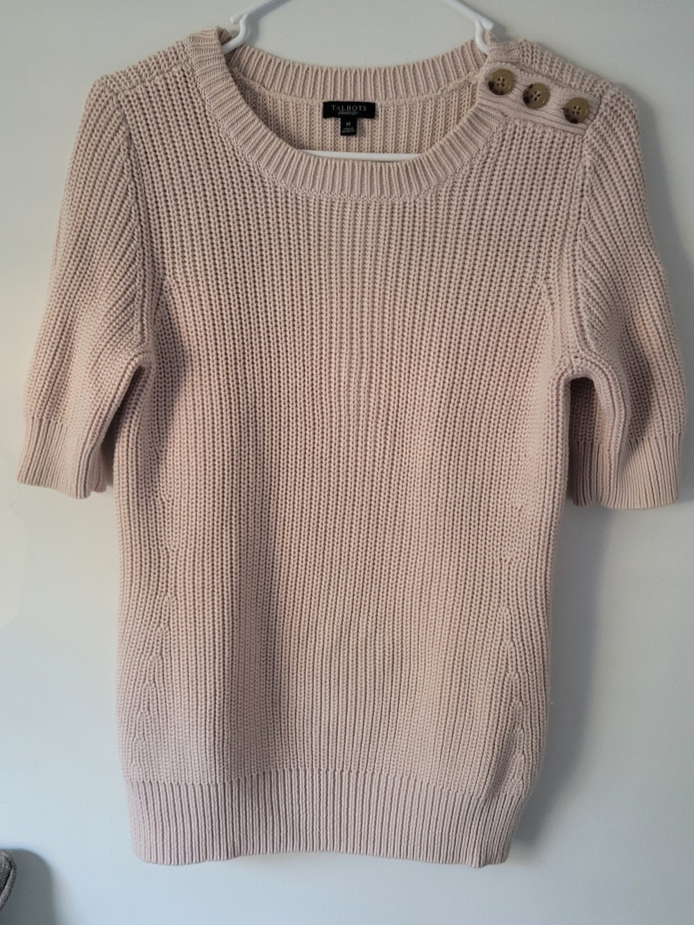 Talbots Pink Ribbed Knit Top Size M